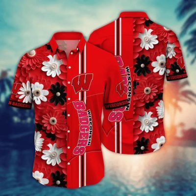 Wisconsin Badgers Style Hot Trending Summer NCAA Flower Aloha Hawaiian Shirt, NCAA Hawaiian Shirt