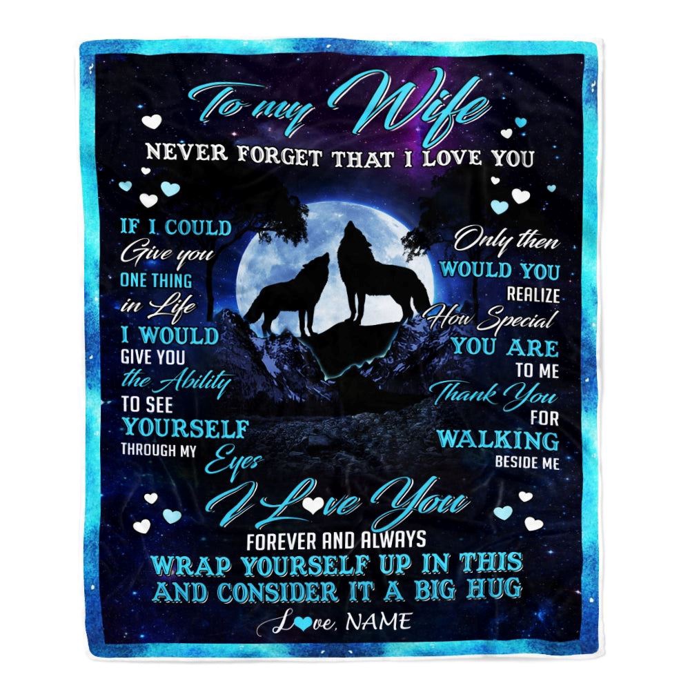Wolf to My Wife Blanket from Husband Never Forget That I Love You, Mother Day Blanket, Personalized Blanket For Mom Wolf to My Wife Blanket from Husband Never Forget That I Love You, Mother Day Blanket, Personalized Blanket For Mom