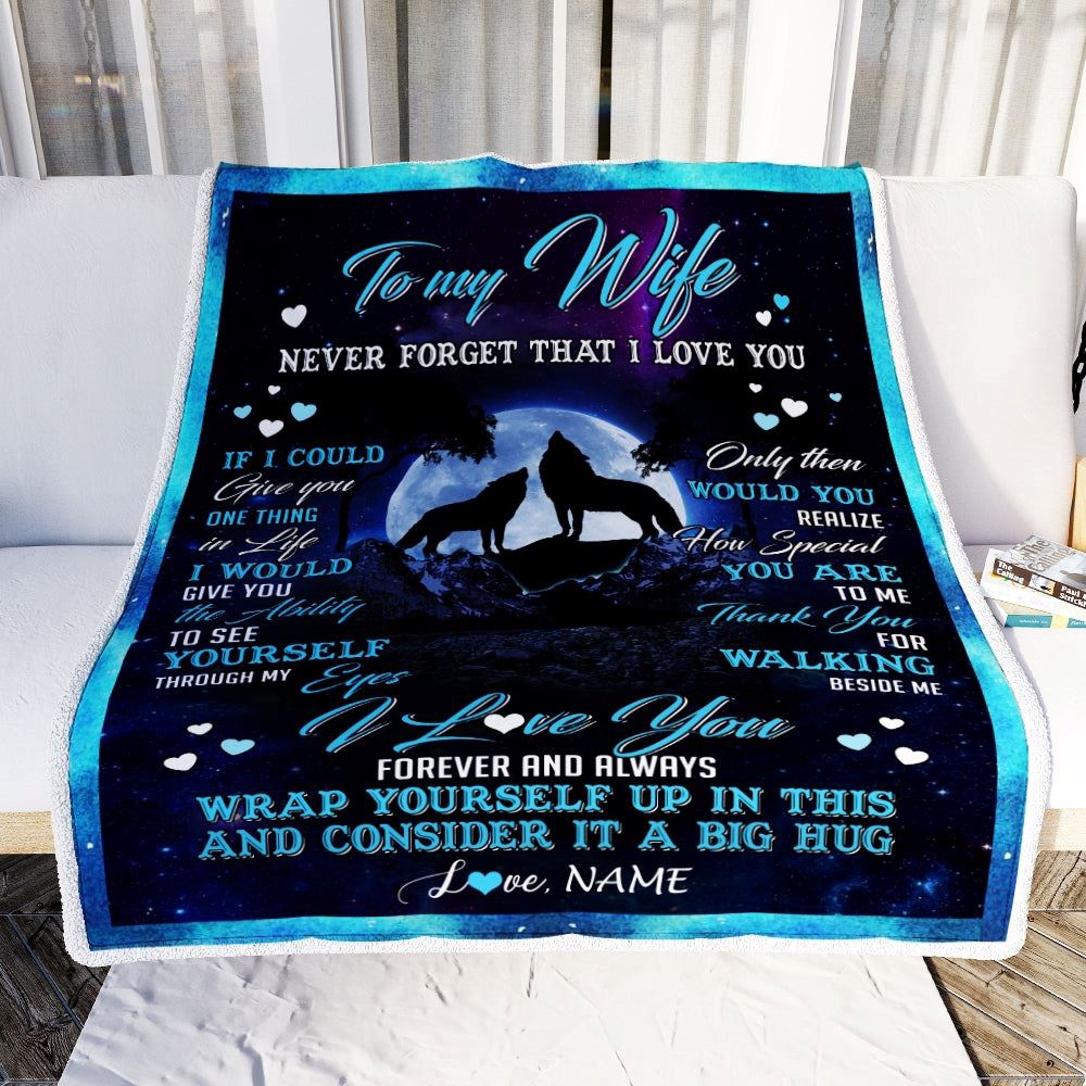 Wolf to My Wife Blanket from Husband Never Forget That I Love You, Mother Day Blanket, Personalized Blanket For Mom Wolf to My Wife Blanket from Husband Never Forget That I Love You, Mother Day Blanket, Personalized Blanket For Mom