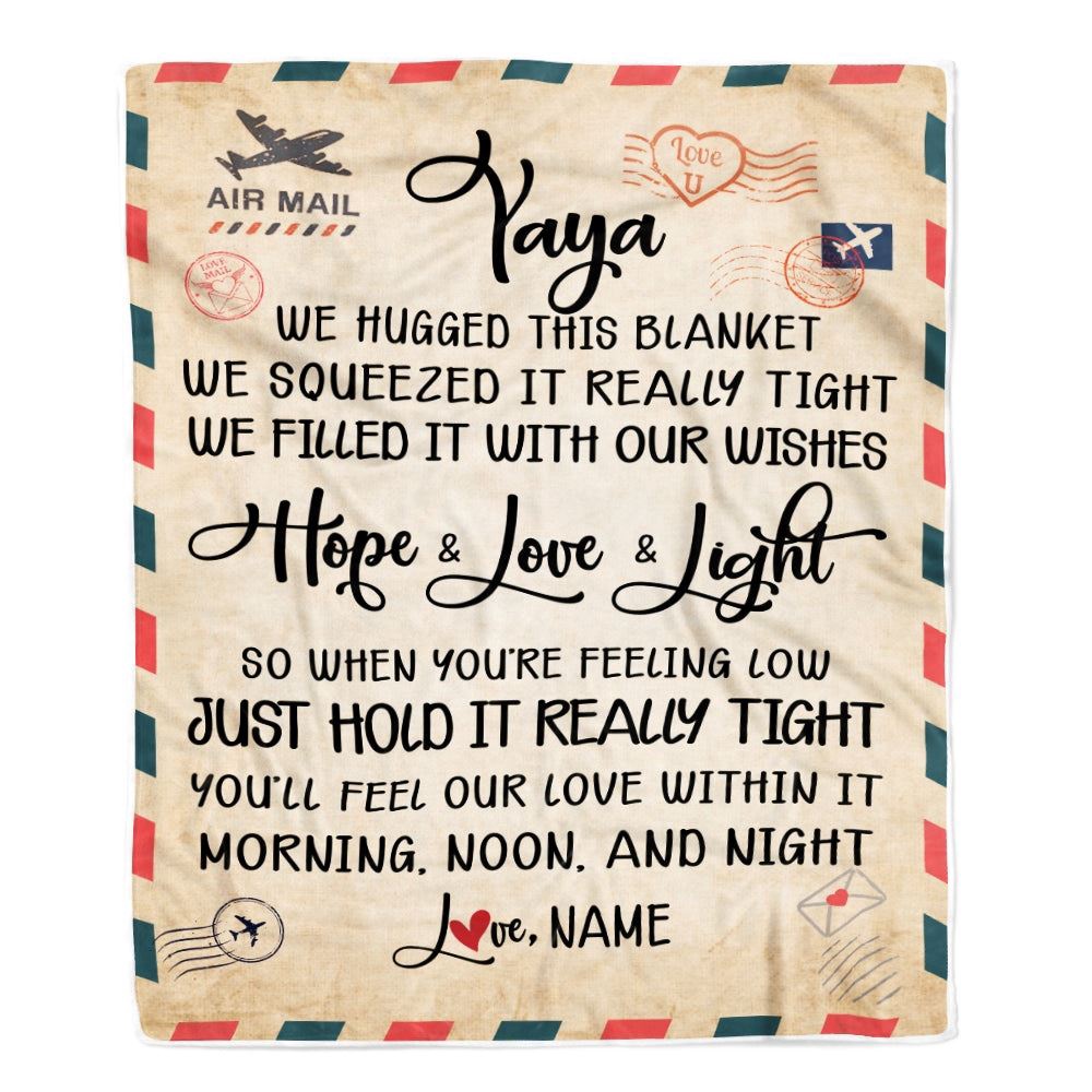 Yaya Blanket From Kids We Hugged This Blanket Mail Letter, Mother Day Blanket, Personalized Blanket For Mom Yaya Blanket From Kids We Hugged This Blanket Mail Letter, Mother Day Blanket, Personalized Blanket For Mom