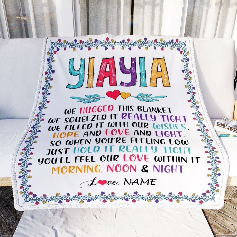 Yiayia Blanket From Grandkids We Hugged This Blanket, Mother Day Blanket, Personalized Blanket For Mom Yiayia Blanket From Grandkids We Hugged This Blanket, Mother Day Blanket, Personalized Blanket For Mom
