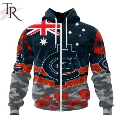 AFL Carlton Football Club Special ANZAC Day Design Lest We Forget Hoodie AFL Carlton Football Club Special ANZAC Day Design Lest We Forget Hoodie