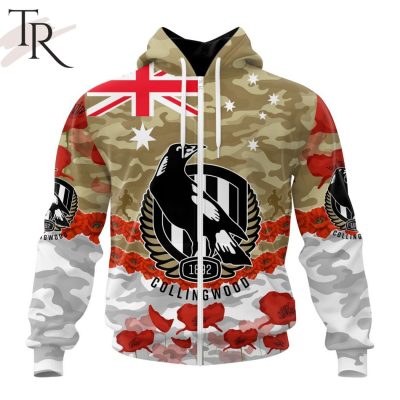 AFL Collingwood Football Club Special ANZAC Day Design Lest We Forget Hoodie AFL Collingwood Football Club Special ANZAC Day Design Lest We Forget Hoodie