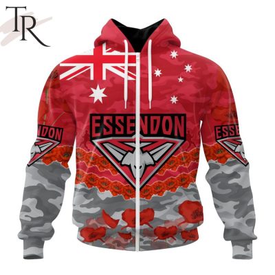AFL Essendon Football Club Special ANZAC Day Design Lest We Forget Hoodie AFL Essendon Football Club Special ANZAC Day Design Lest We Forget Hoodie