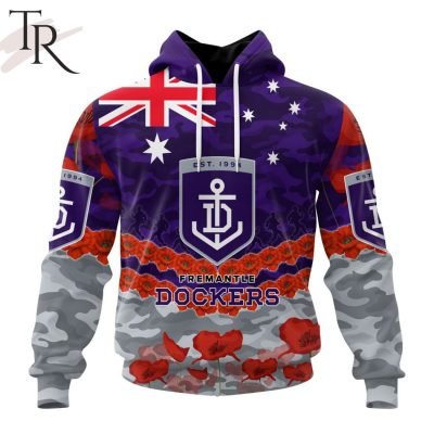 AFL Fremantle Dockers Special ANZAC Day Design Lest We Forget Hoodie AFL Fremantle Dockers Special ANZAC Day Design Lest We Forget Hoodie