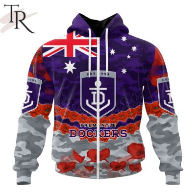 AFL Fremantle Dockers Special ANZAC Day Design Lest We Forget Hoodie AFL Fremantle Dockers Special ANZAC Day Design Lest We Forget Hoodie