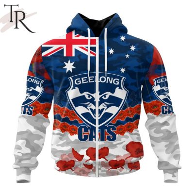 AFL Geelong Cats Special ANZAC Day Design Lest We Forget Hoodie AFL Geelong Cats Special ANZAC Day Design Lest We Forget Hoodie
