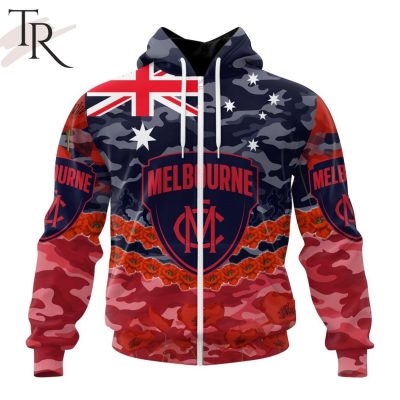 AFL Melbourne Football Club Special ANZAC Day Design Lest We Forget Hoodie AFL Melbourne Football Club Special ANZAC Day Design Lest We Forget Hoodie
