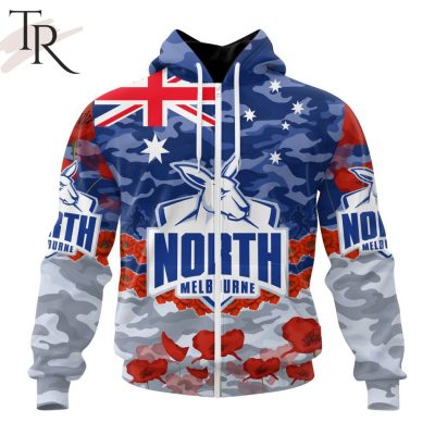 AFL North Melbourne Football Club Special ANZAC Day Design Lest We Forget Hoodie AFL North Melbourne Football Club Special ANZAC Day Design Lest We Forget Hoodie