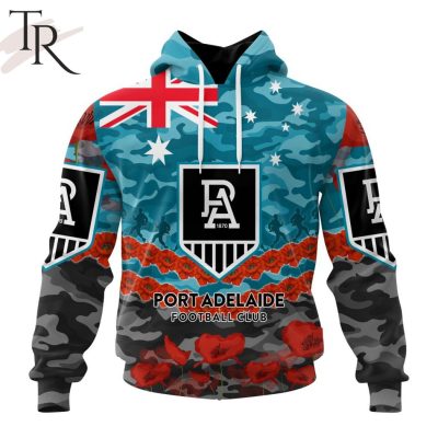 AFL Port Adelaide Football Club Special ANZAC Day Design Lest We Forget Hoodie AFL Port Adelaide Football Club Special ANZAC Day Design Lest We Forget Hoodie