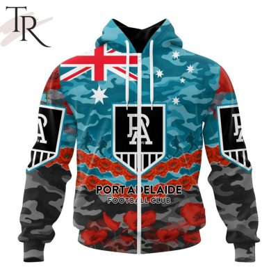 AFL Port Adelaide Football Club Special ANZAC Day Design Lest We Forget Hoodie AFL Port Adelaide Football Club Special ANZAC Day Design Lest We Forget Hoodie