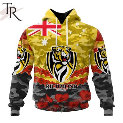 AFL Richmond Tigers Special ANZAC Day Design Lest We Forget Hoodie AFL Richmond Tigers Special ANZAC Day Design Lest We Forget Hoodie