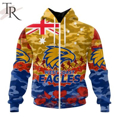 AFL West Coast Eagles Special ANZAC Day Design Lest We Forget Hoodie AFL West Coast Eagles Special ANZAC Day Design Lest We Forget Hoodie