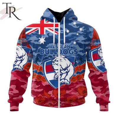 AFL Western Bulldogs Special ANZAC Day Design Lest We Forget Hoodie AFL Western Bulldogs Special ANZAC Day Design Lest We Forget Hoodie
