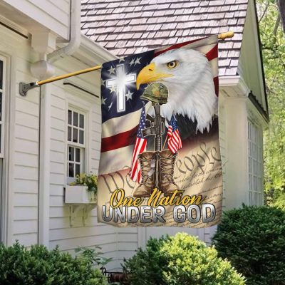 One Nation Under God, Christian Cross Memorial American Eagle Flag TPT855F - Flagwix