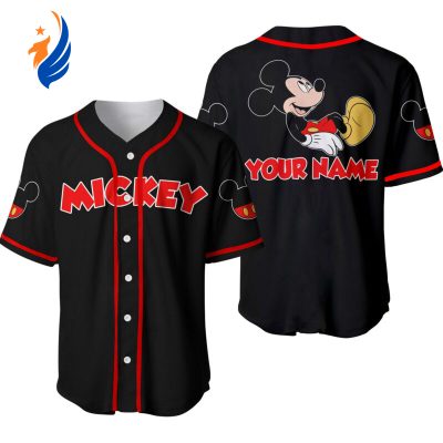 Custom Black Mickey Disney Baseball Jersey - Personalized Design for Disney Fans