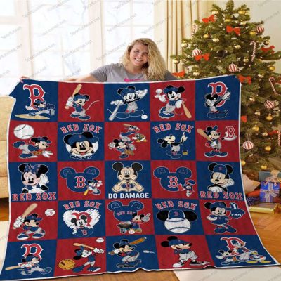 Boston Red Sox’s Do Damage with Mickey Mouse Quilt Blanket Soft and Warm - Blanket Home Decor Gift
