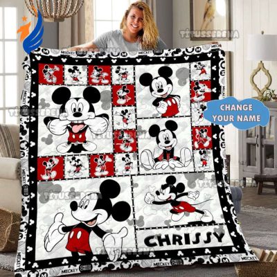 Boy Mickey Blanket Personalized Quilt Blanket with Mickey Mouse for Christmas Gift - Blanket Home Decor Gift