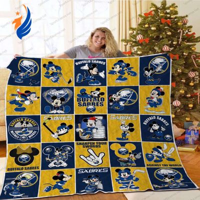 Buffalo Sarres Disney Mickey Mouse Quilt Blanket NHL Buffalo Sabres Mickey Mouse Quilt Bedding Set - Blanket Home Decor Gift