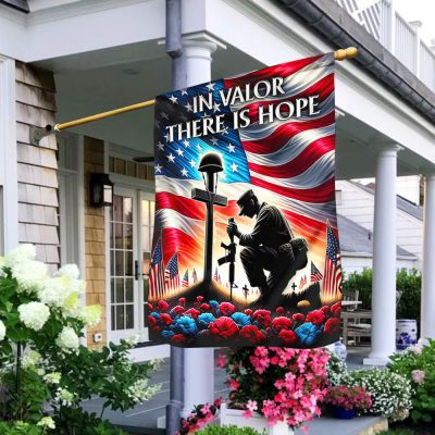 FLAGWIX Veteran Memorial Day Kneeling Solder Cross In Valor There Is Hope Flag MLN2606F - Flagwix