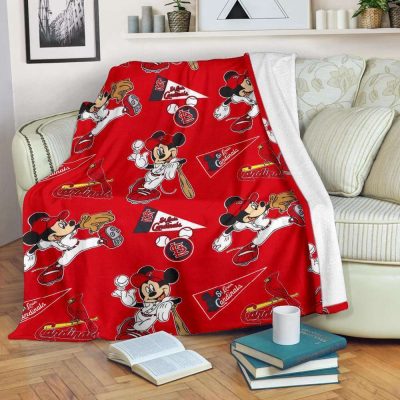 Cardinals Mickey Fleece Blanket For Baseball Fan - Blanket Home Decor Gift Cardinals Mickey Fleece Blanket For Baseball Fan - Blanket Home Decor Gift