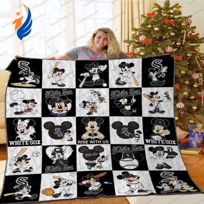 Chicago White Sox Mickey Quilt Blanket MLB Chicago White Sox Mickey Mouse Quilt Bedding Set - Blanket Home Decor Gift