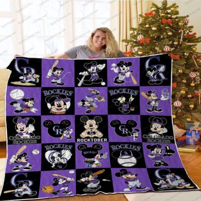 Colorado Rockies’ Rocktober with Mickey Mouse Quilt Blanket Cool and Festive - Blanket Home Decor Gift