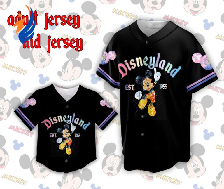 Custom Disneyland Mickey Head Baseball Jersey - Perfect Family Vacation for Baseball Lovers at Magic Kingdom