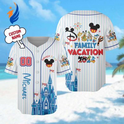 Custom Mickey Mouse Baseball Jersey Castle Basketball Team Magic Kingdom - Perfect Family Vacation Shirt & Birthday Gift for Kids