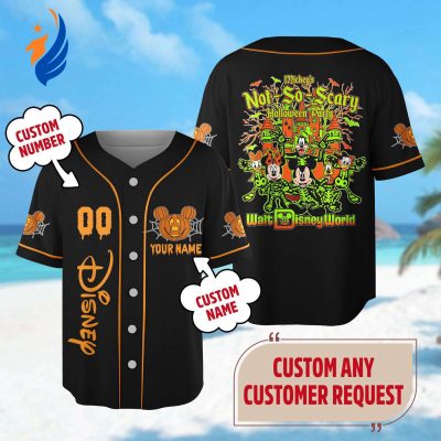 Spooky Custom Mickey Mouse Halloween Baseball Jersey - Perfect Gift for Horror Halloween Parties at Magic Kingdom!