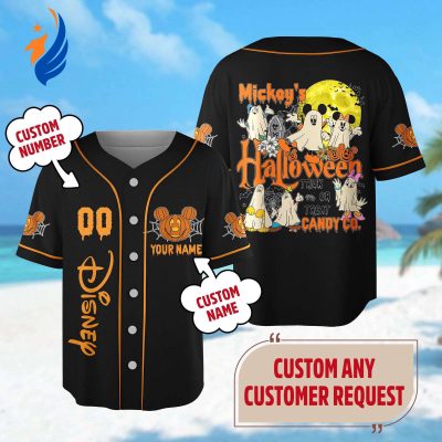 Custom Mickey Mouse Halloween Baseball Jersey - Spooky Trick or Treat Shirt - Perfect Halloween Party Gift