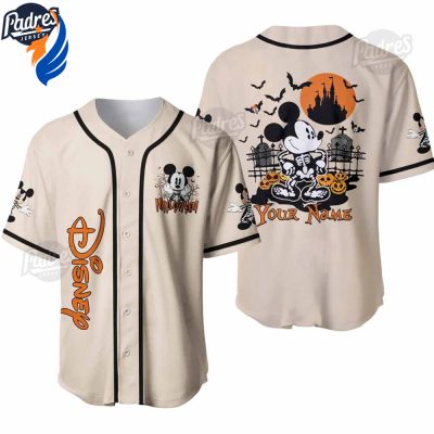 Spook-tacular Custom Mickey Mouse Halloween Baseball Jersey Halloween-inspired Design for Baseball Enthusiasts
