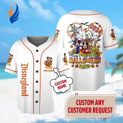 Custom Mickey s Not-So-Scary Halloween Party Baseball Jersey - Spooky Magic Kingdom Shirt for Mickey Minnie and Goofy!