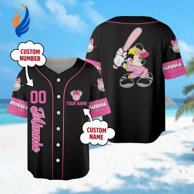 Personalized Minnie & Mickey Mouse Jersey - Custom Name & Number Baseball Tee for Magic Kingdom - Character Basketball Jersey Shirt