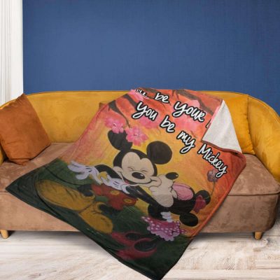 Custom Name Mickey and Minnie Sherpa Fleece Quilt Blanket BL2424 - Blanket Home Decor Gift