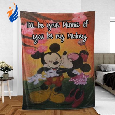 Custom Name Mickey and Minnie Sherpa Fleece Quilt Blanket BL2424 - Blanket Home Decor Gift