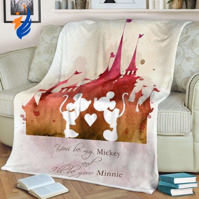 Custom Name Mickey and Minnie Valentine’s Day Sherpa Fleece Quilt Blanket BL2436 - Blanket Home Decor Gift