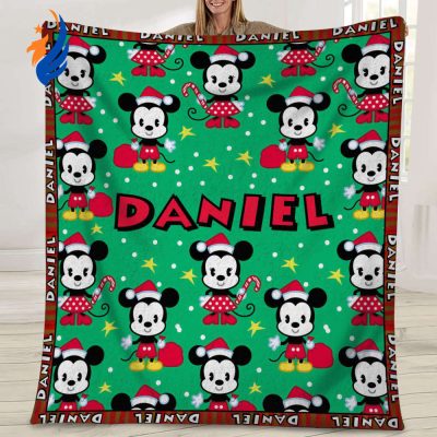 Custom Name Mickey Minnie Xmas Blanket - Blanket Home Decor Gift