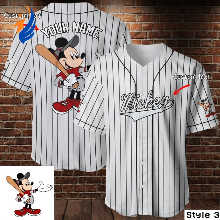 Personalized Mickey Mouse Baseball Jersey - Custom Name Option for Disney Fans!