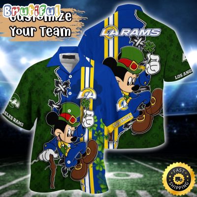 Customized NFL Los Angeles Rams Hawaiian Shirt Mickey Mouse Saint Patricks Day Hawaii Shirt