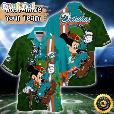 Customized NFL Miami Dolphins Hawaiian Shirt Mickey Mouse Saint Patricks Day Hawaii Shirt