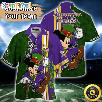 Customized NFL Minnesota Vikings Hawaiian Shirt Mickey Mouse Saint Patricks Day Hawaii Shirt