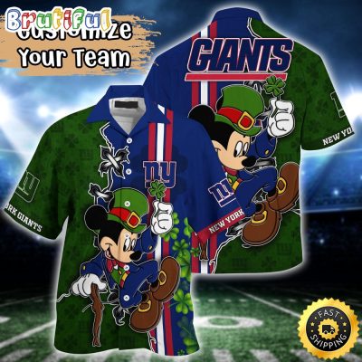 Customized NFL New York Giants Hawaiian Shirt Mickey Mouse Saint Patricks Day Hawaii Shirt