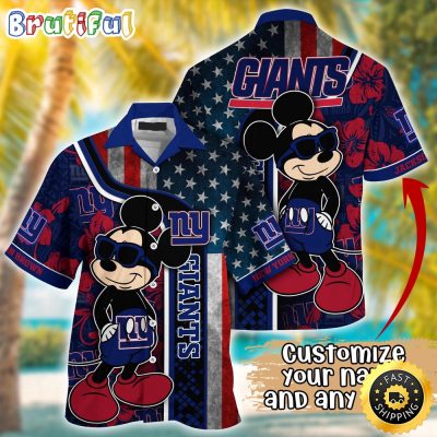 Customized NFL New York Giants Hawaiian Shirt Mickey Mouse Tropical Shirt