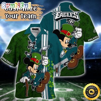Customized NFL Philadelphia Eagles Hawaiian Shirt Mickey Mouse Saint Patricks Day Hawaii Shirt