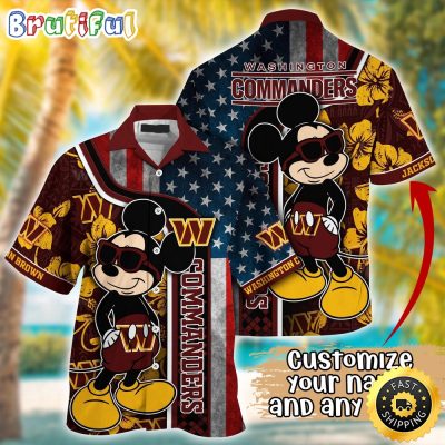 Customized NFL Washington Commanders Hawaiian Shirt Mickey Mouse Tropical Shirt