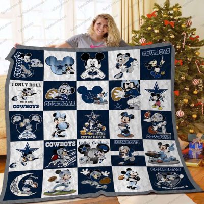 Dallas Cowboys Mickey Mouse Quilt Blanket NFL Dallas Cowboys Mickey Mouse Quilt Bedding Set - Blanket Home Decor Gift