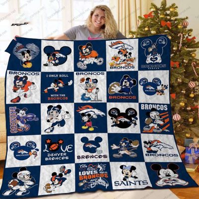 Den Broncos Mickey Mouse Quilt Blanket NFL Denver Broncos Mickey Mouse Quilt Bedding Set - Blanket Home Decor Gift