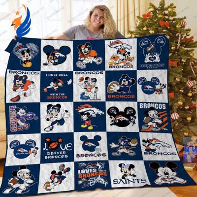 Den Broncos Mickey Mouse Quilt Blanket NFL Denver Broncos Mickey Mouse Quilt Bedding Set - Blanket Home Decor Gift