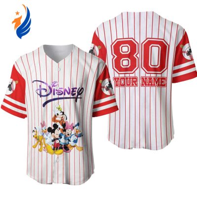 Disney Characters Fan Gift: Custom Baseball Jersey with Mickey Mouse Pluto Daisy Duck Minnie & Donald Designs